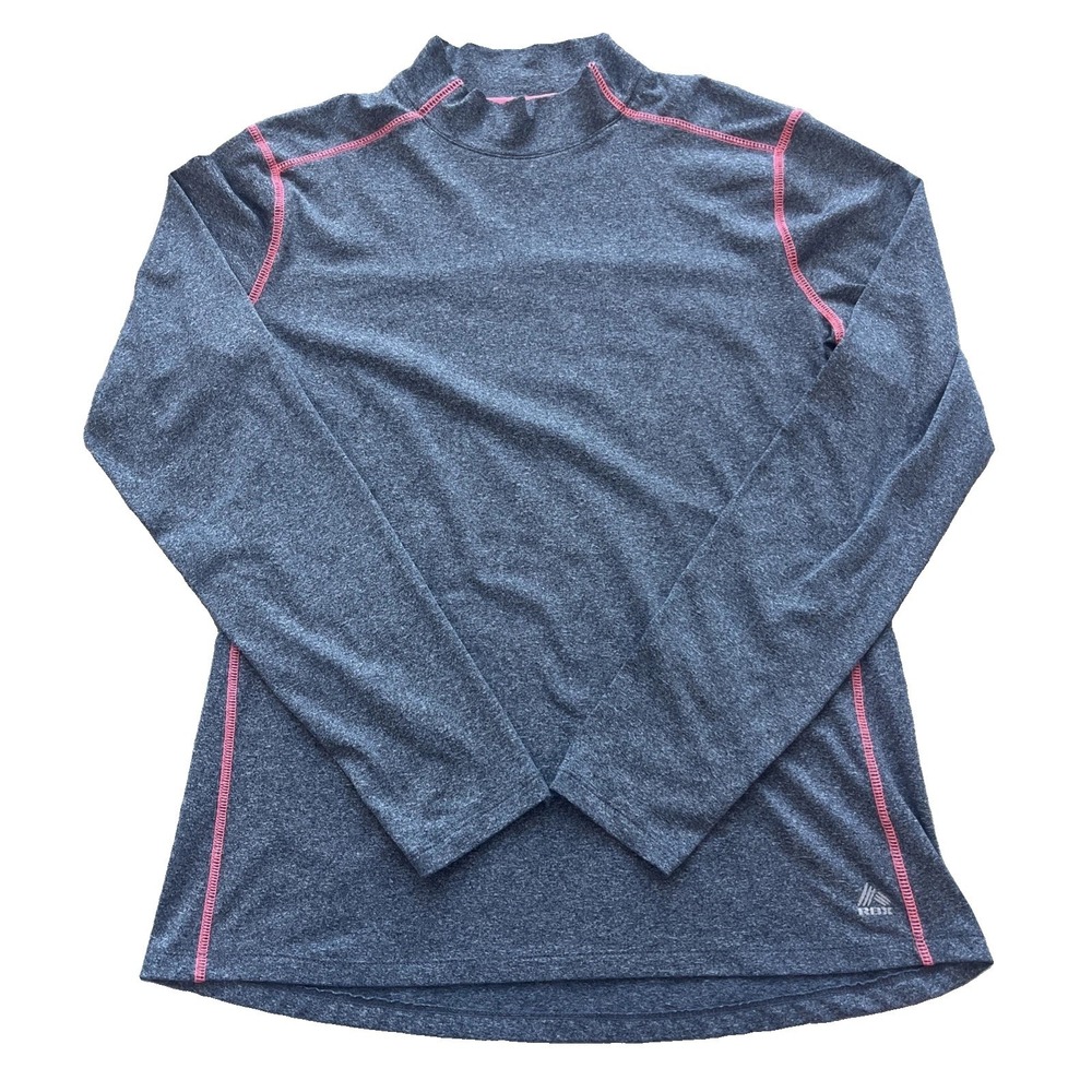 RBX Performance Womens Sz L Large Grey Pink Activewear Long Sleeve Shirt